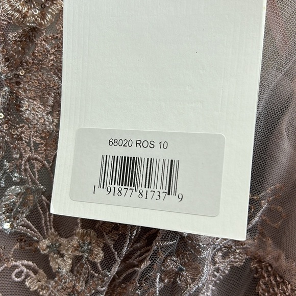 Mac Duggal 68020 NWT Embellished Illusion Long Sleeve Midi Dress in Rose - Picture 12 of 12